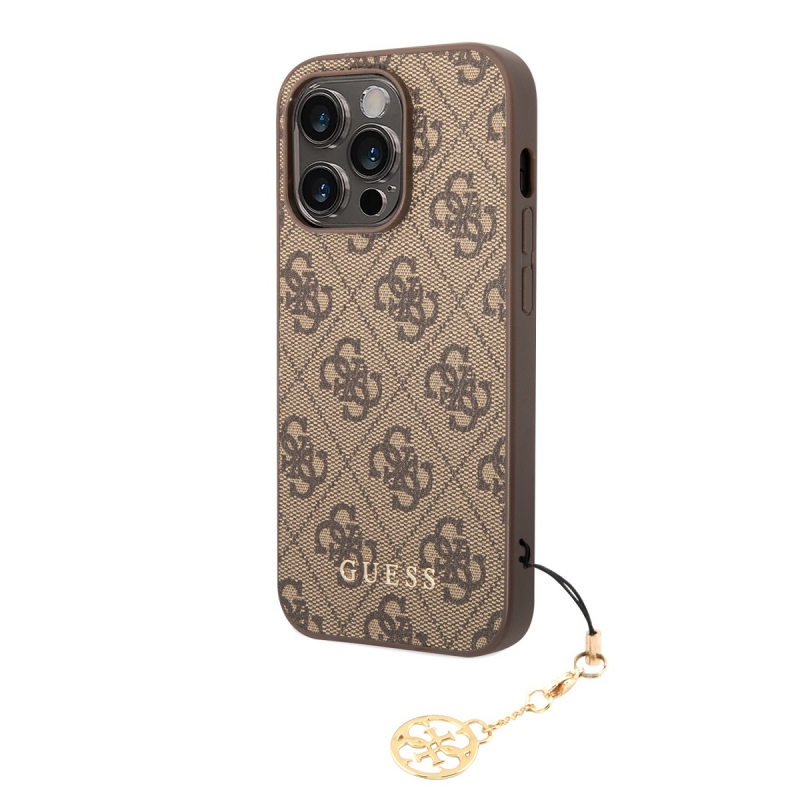 Guess 4G Charm Zadný Kryt pre iPhone 13 Pro Tone on Tone Brown