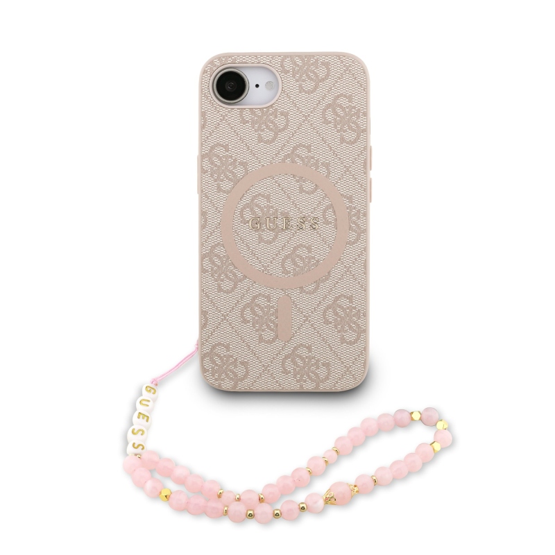Guess PU Leather 4G Colored Ring Strap MagSafe Zadný Kryt pre iPhone 16e Pink