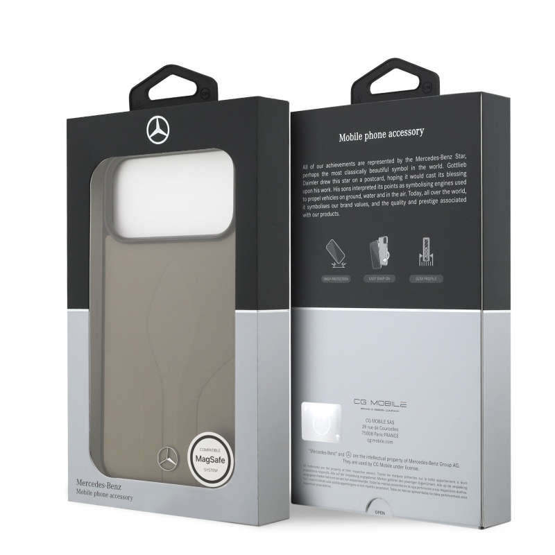 Mercedes Kožený zadný kryt The Move MagSafe pre iPhone 17 Pro Max Taupe