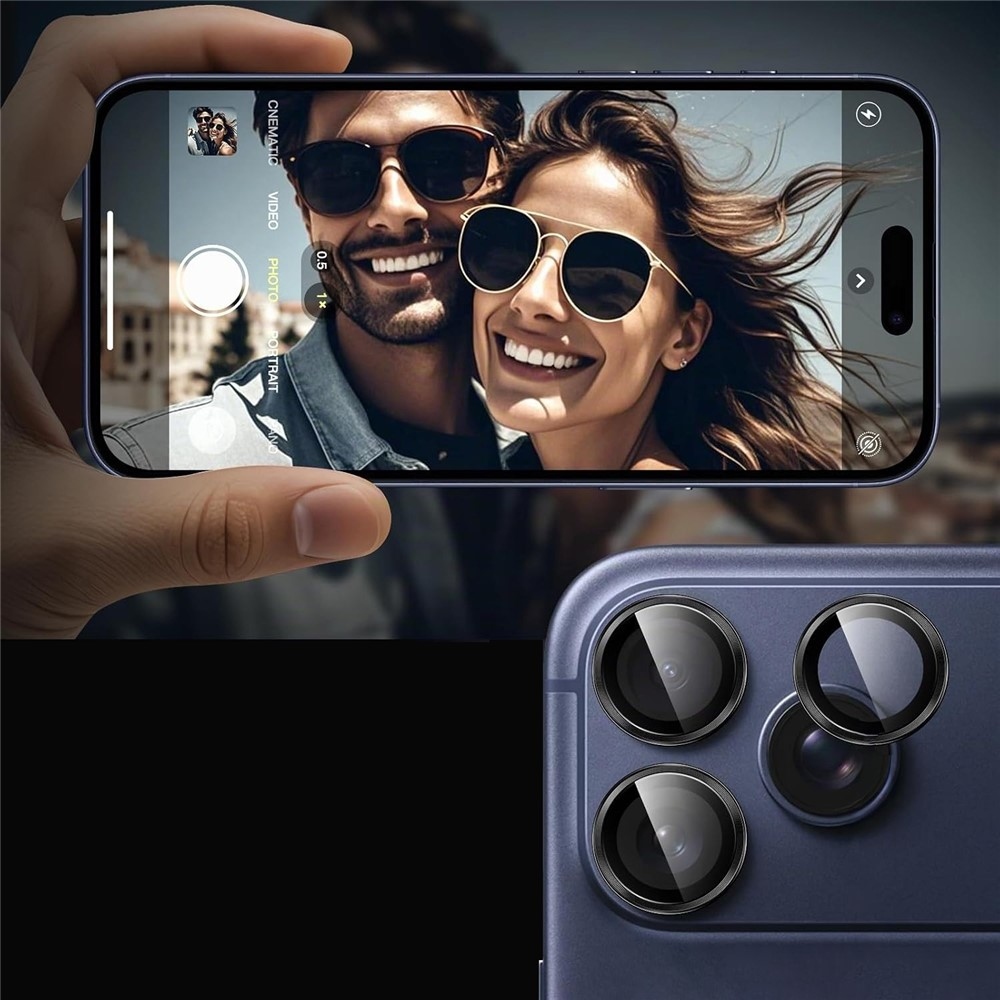 Metal sklo šošovky fotoaparátu na mobil iPhone 18 Pro (samostatné sklá) - čierne