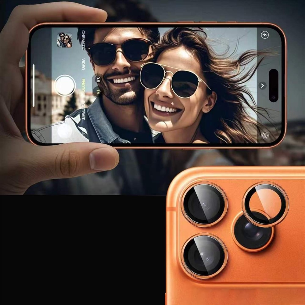 Metal sklo šošovky fotoaparátu na mobil iPhone 18 Pro (samostatné sklá) - oranžové