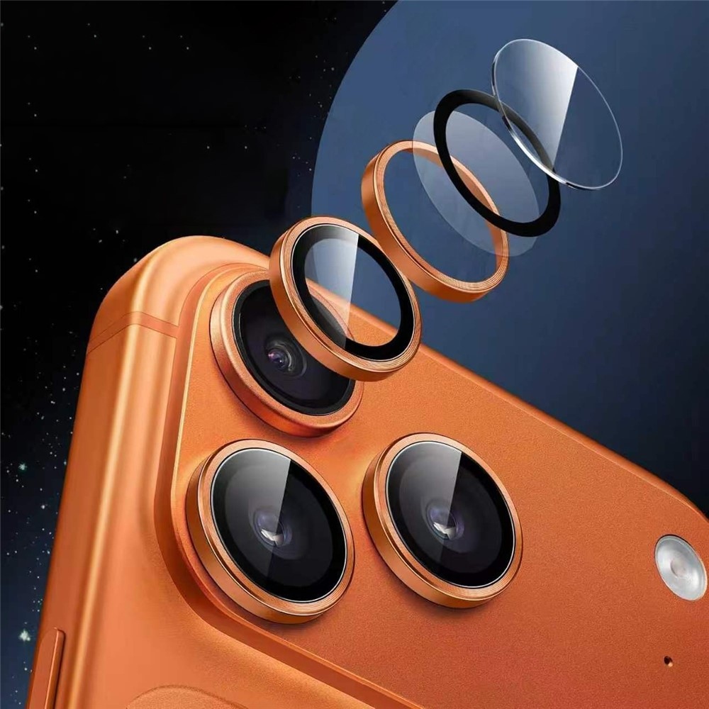 Metal sklo šošovky fotoaparátu na mobil iPhone 18 Pro (samostatné sklá) - oranžové