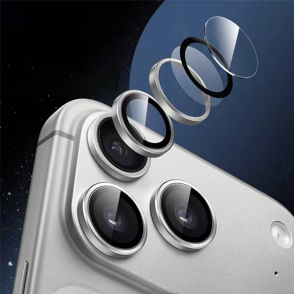 Metal sklo šošovky fotoaparátu na mobil iPhone 18 Pro (samostatné sklá) - strieborné