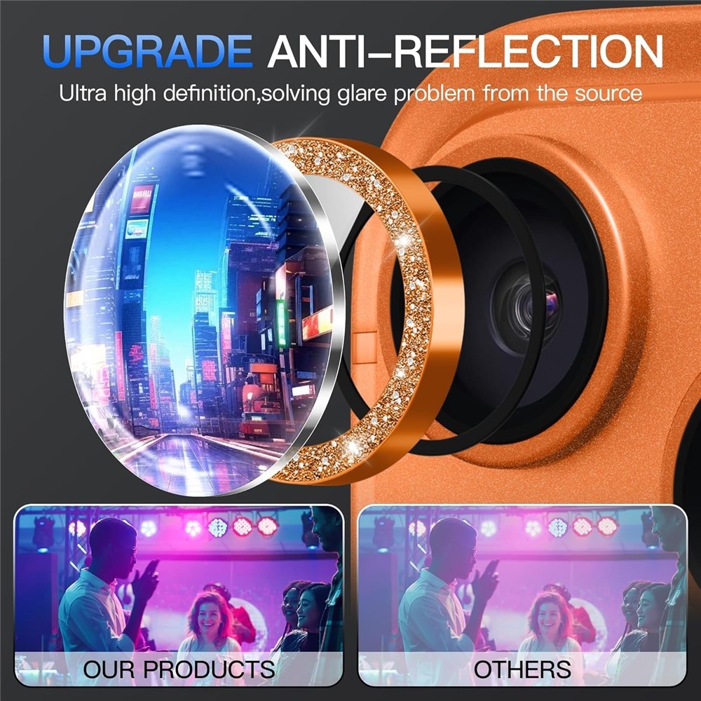 Metal sklo šošovky fotoaparátu (samostatné sklá) na mobil iPhone 18 Pro Max - oranžové