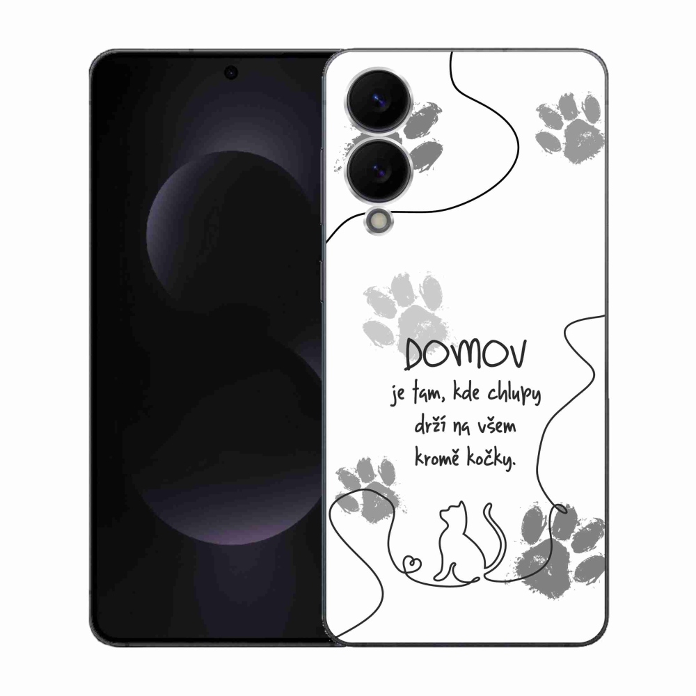 Gélový kryt mmCase na Samsung Galaxy S25 Edge - mačacie motív biele pozadie