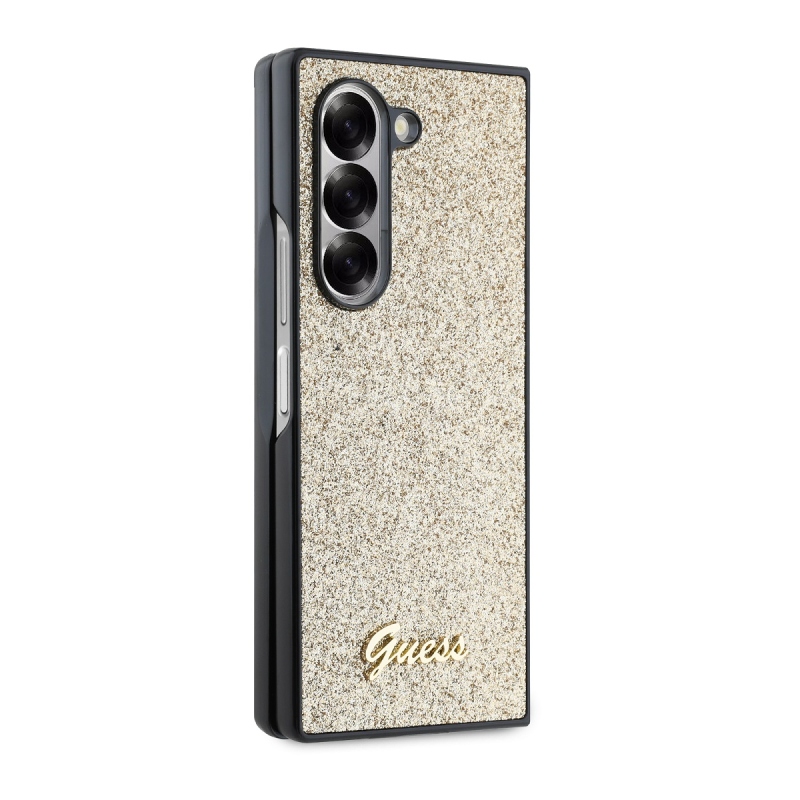 Guess PC/TPU Glitter Flakes Metal Logo Zadný Kryt pre Samsung Galaxy Z Fold 6 Gold