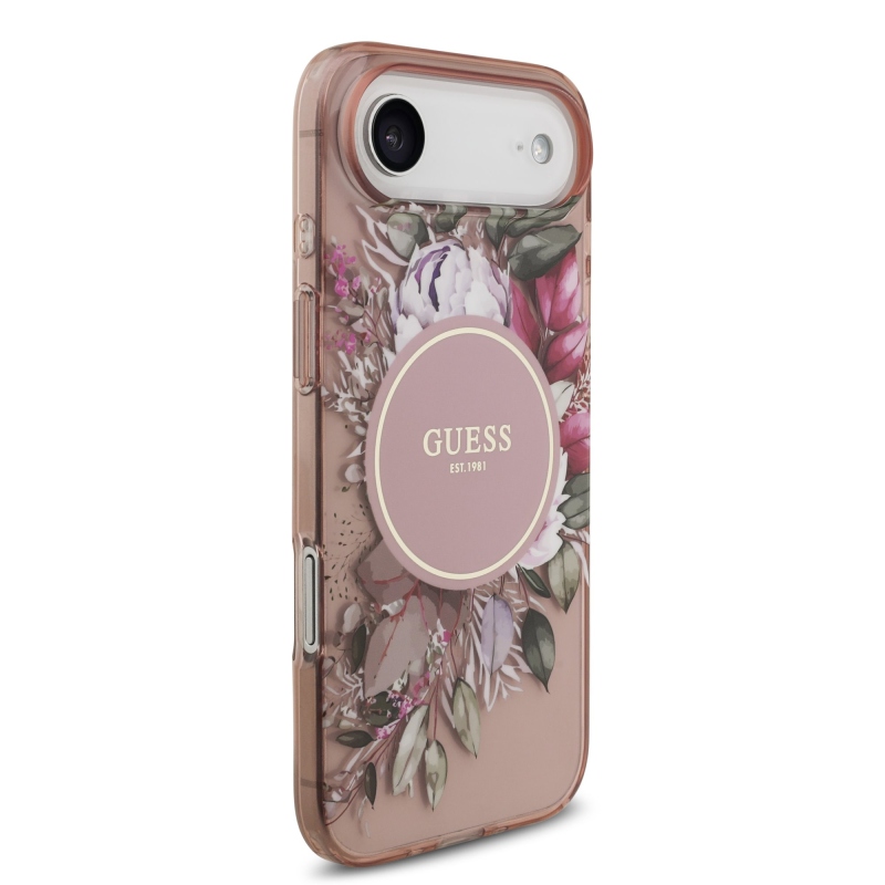 Guess IML Flowers Strap MagSafe zadný kryt pre iPhone Air Pink