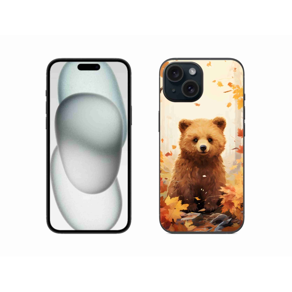 Gélový kryt mmCase na iPhone 15 - medveď v lese