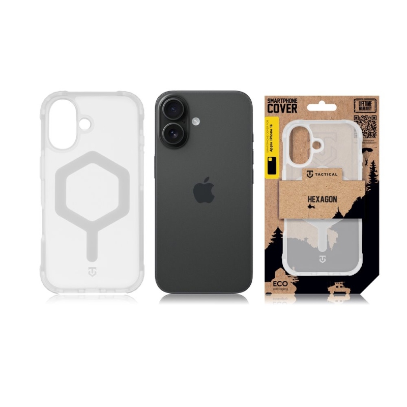 Taktický kryt MagForce Hexagon pre Apple iPhone 16 T-White