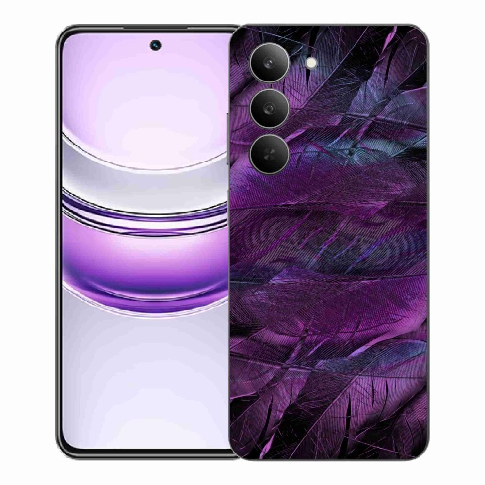 Gélový kryt mmCase na Realme 14x 5G - fialové pierka