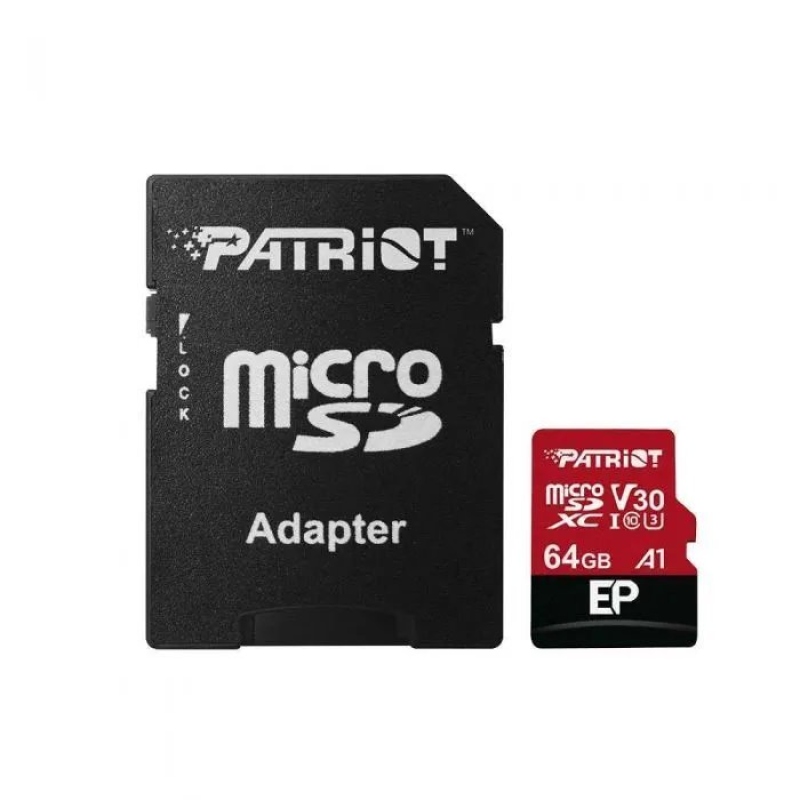 microSDXC 64GB Patriot A1 Class 10 vr. Adaptéra