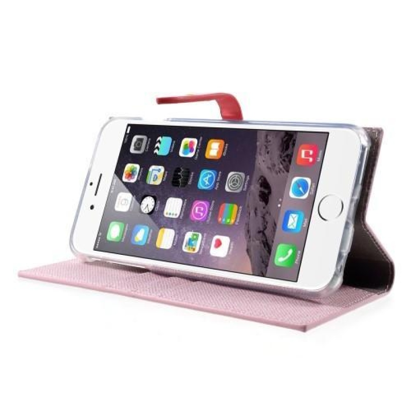 Milano štýlové PU kožené puzdro na iPhone 6s Plus a 6 Plus - ružové