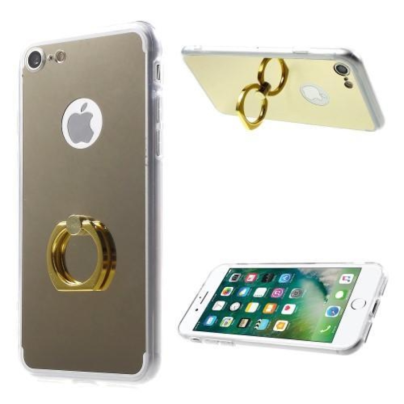 Mirror gélový obal s držiakom na iPhone 8 a iPhone 7 - zlatý