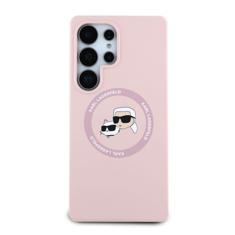 Karl Lagerfeld Liquid Silicone K&CH Heads MagSafe Zadný Kryt pre Samsung Galaxy S25 Ultra Pink