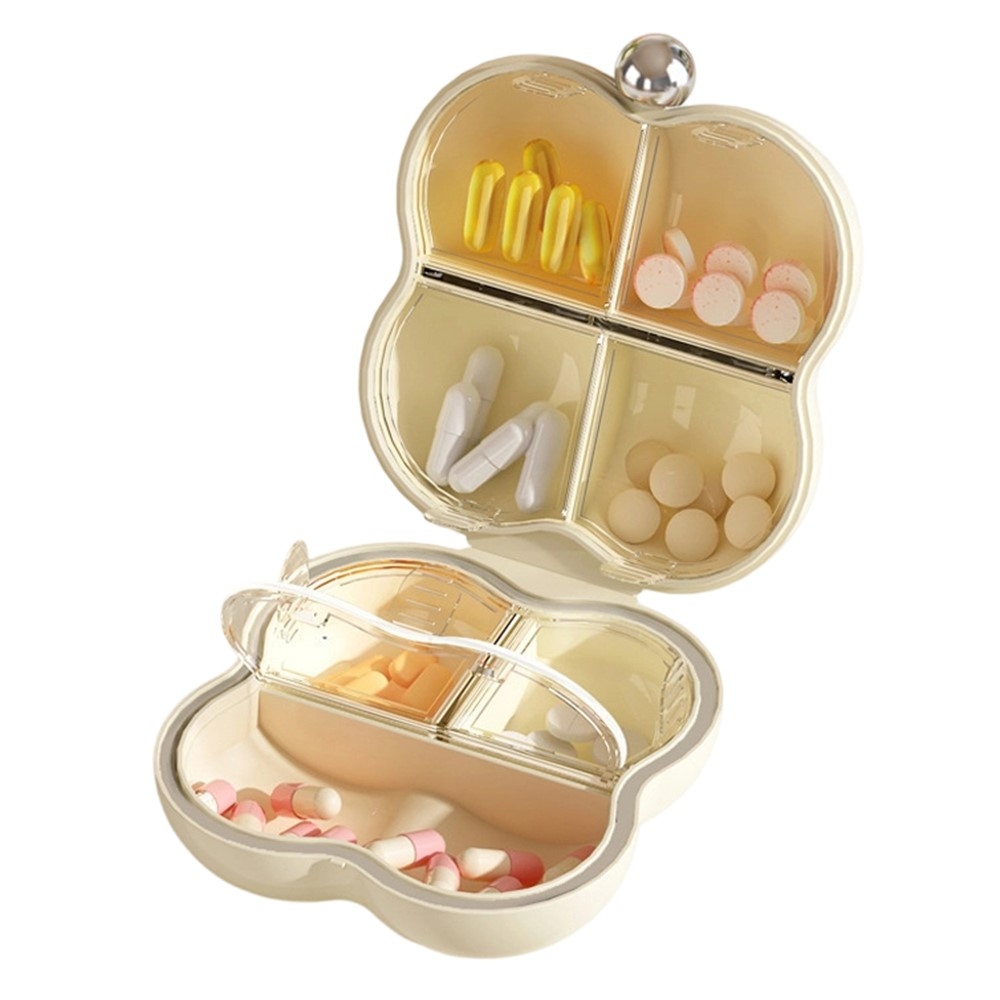 Mini organizér na lieky a šperky so 7 priehradkami - kvetinový biely