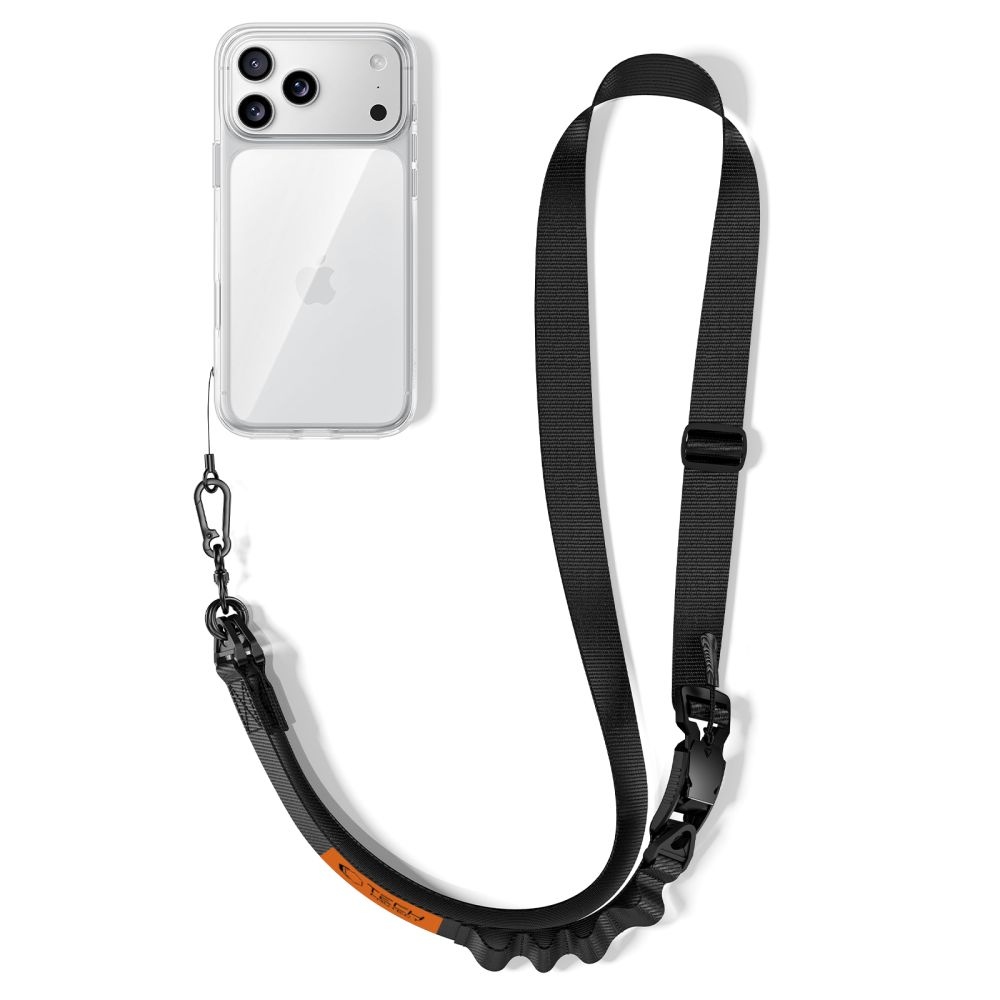Tech-Protect C9S Rope Crossbody popruh na telefón - čierny/oranžový