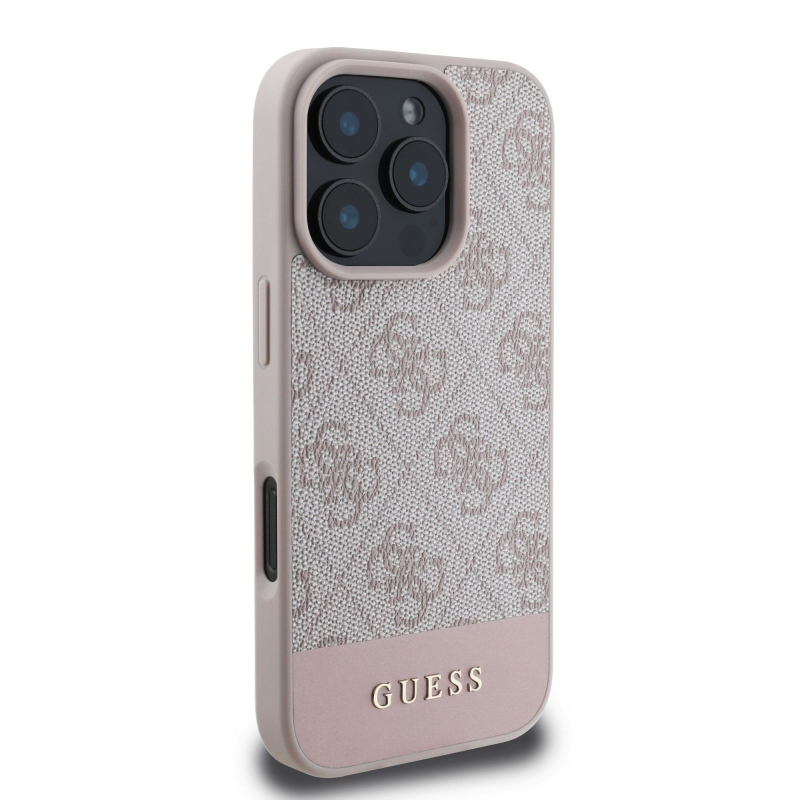 Guess PU 4G Stripe Zadný Kryt pre iPhone 16 Pro Max Pink