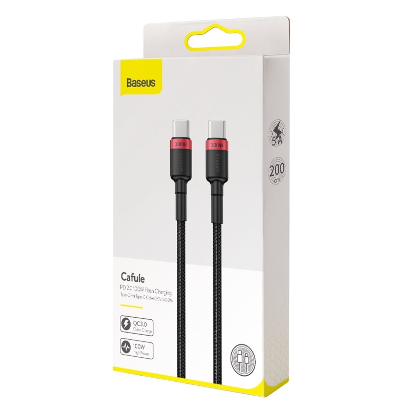 Baseus Cafule Flash Charging Dátový Kábel USB-C - USB-C 100W 2m Red/Black
