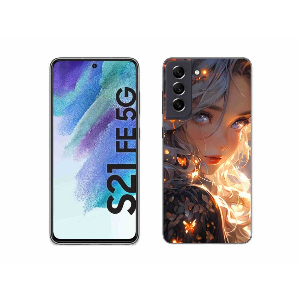 Gélový kryt mmCase na Samsung Galaxy S21 FE 5G - dievča a motýle