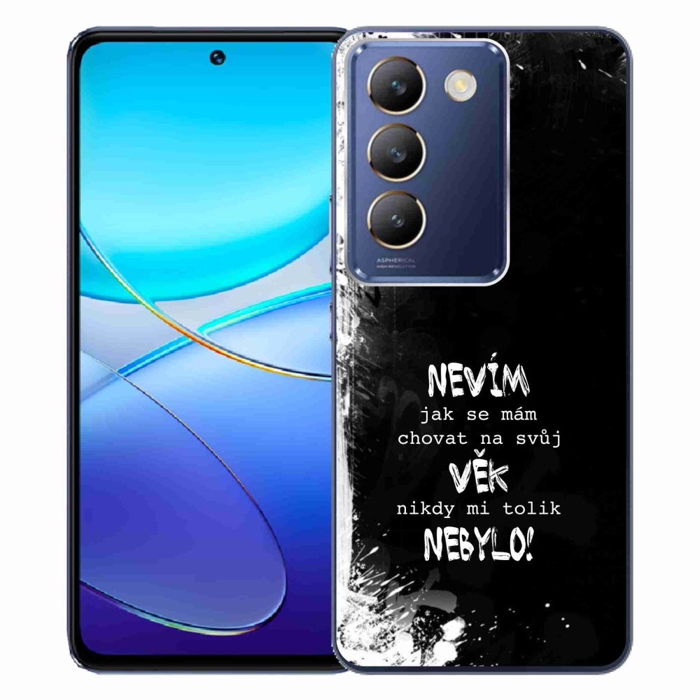 Gélový kryt mmCase na Vivo V40 SE 4G/5G - vtipný text 14 čierne pozadie