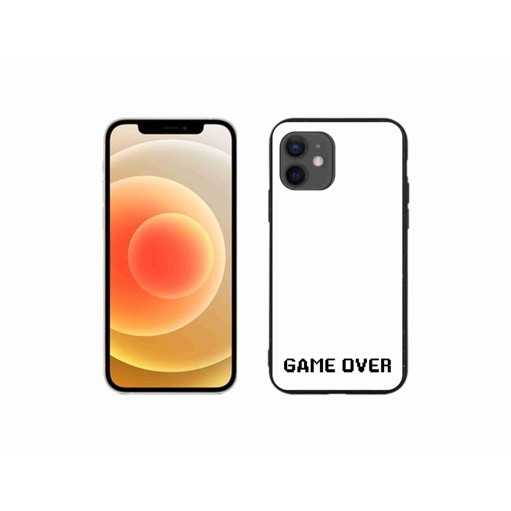 Gélový kryt mmCase na iPhone 12 mini - game over biele pozadie