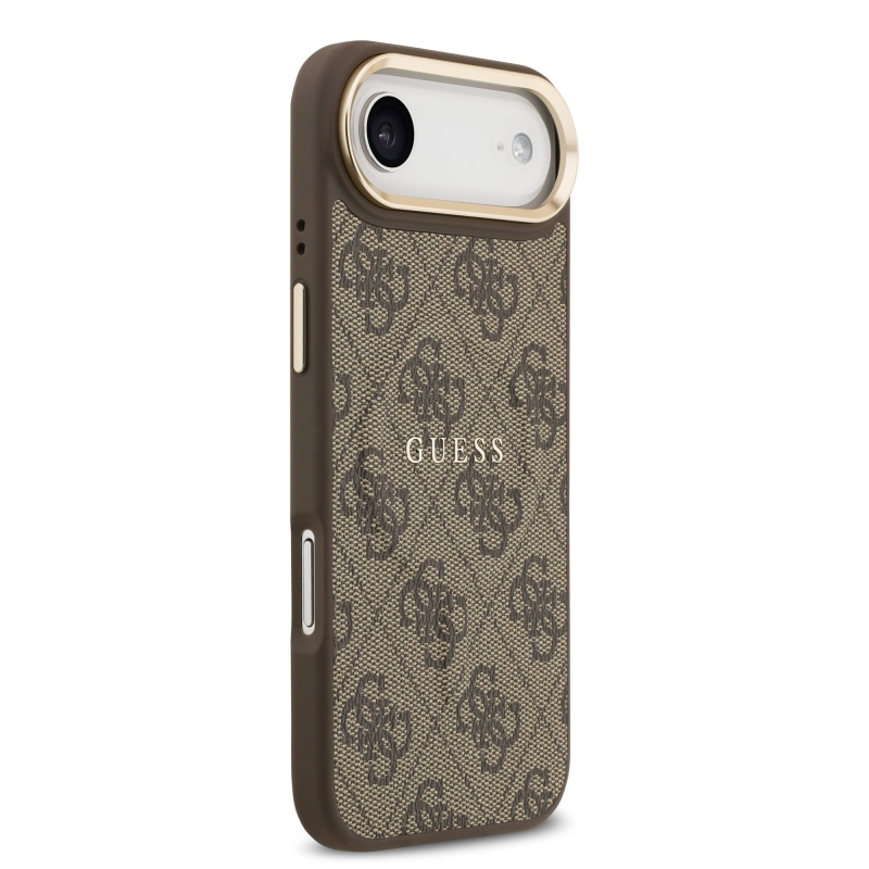 Guess PU kožený zadný kryt 4G Gold Frame MagSafe pre iPhone Air Brown