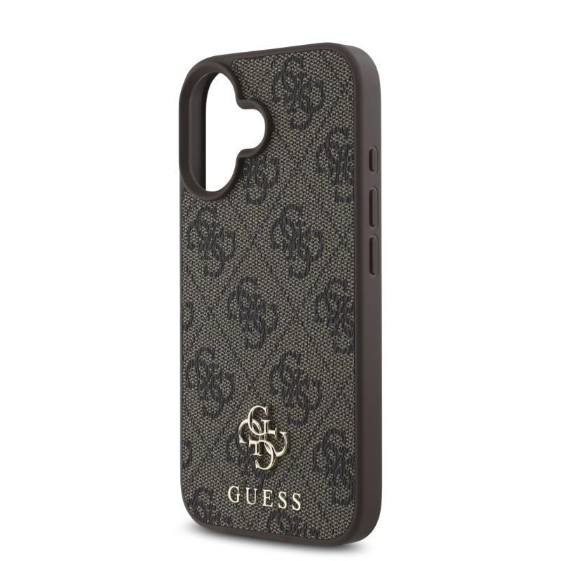Guess PU 4G Small Metal Logo MagSafe zadný kryt pre iPhone 16 Plus Brown