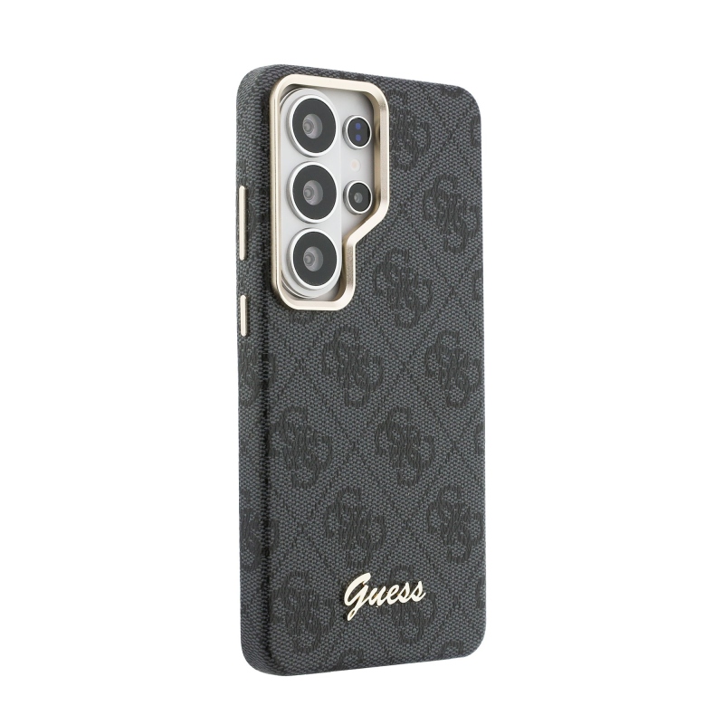 Guess PU 4G Script Metal Logo Magnetic Back Cover pre Samsung Galaxy S26 Ultra Black