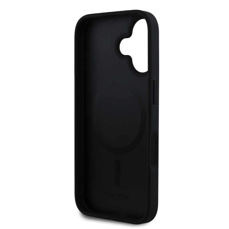 DKNY PU kožený zadný kryt Crosswalk Pattern Magsafe pre iPhone 16 Ivory