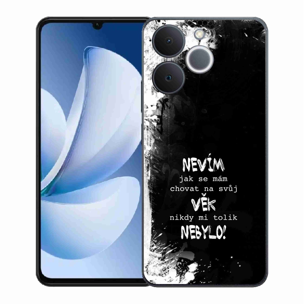 Gélový kryt mmCase na Realme Note 70T - vtipný text 14 čierne pozadie