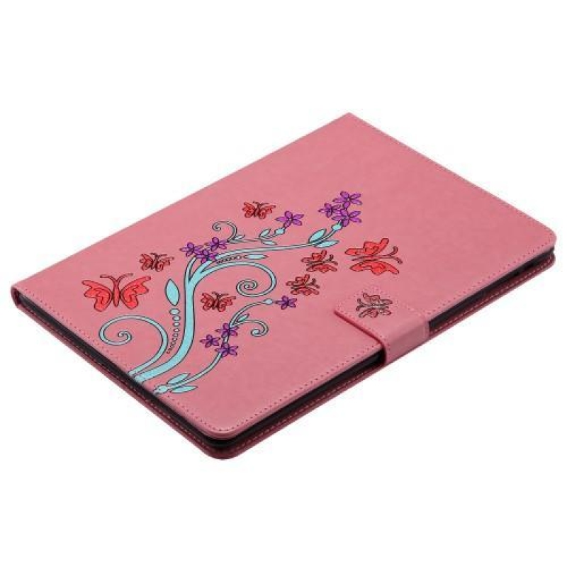 Motýlie PU kožené puzdro na iPad Air - ružové