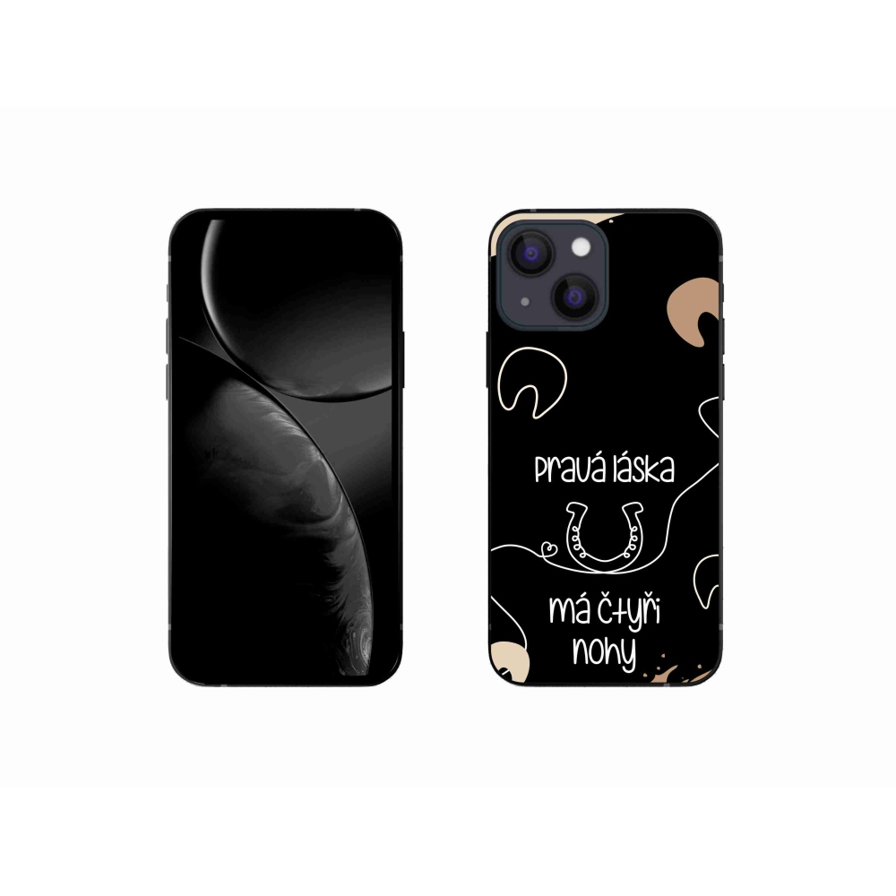 Gélový kryt mmCase na iPhone 13 mini 5.4 - konský motív čierne pozadie