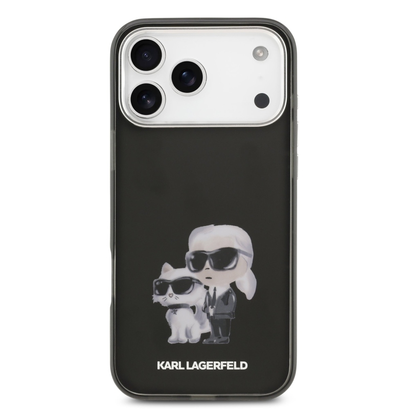 Karl Lagerfeld IML Aquarelle Karl and Choupette Zadný kryt pre iPhone 17 Pro Max Black