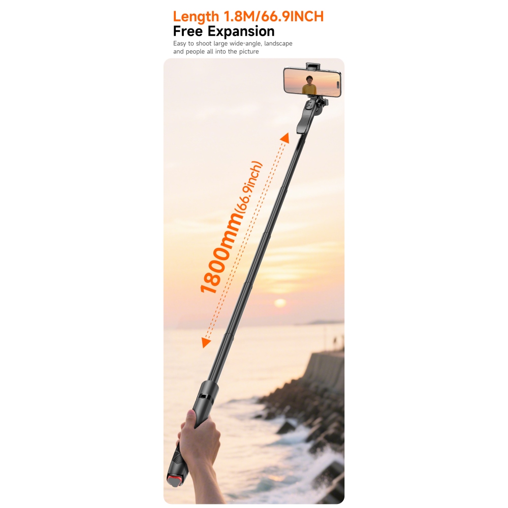 Teleskopická selfie tyč L16-TT so statívom 1,8 m s diaľkovým ovládaním