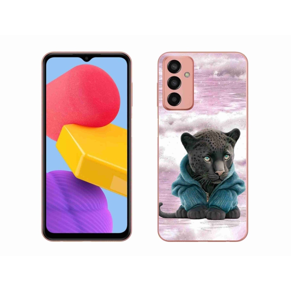 Gélový kryt mmCase na Samsung Galaxy M13 - čierny panter vo svetri