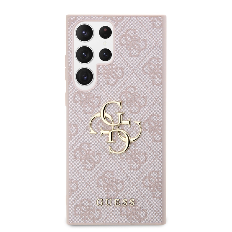 Guess PU 4G Metal Logo Zadný Kryt pre Samsung Galaxy S24 Ultra Pink