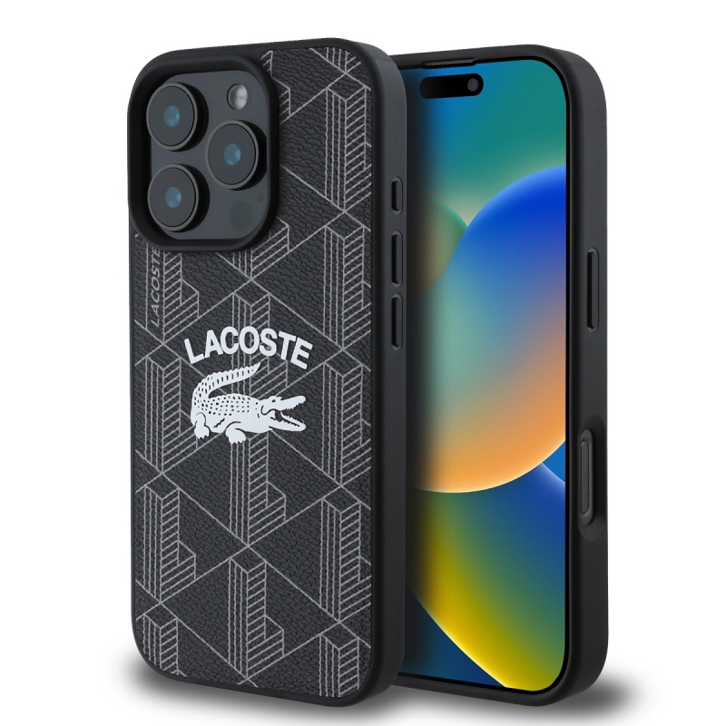 Lacoste Blend Monogram MagSafe Zadný Kryt pre iPhone 16 Pro Black