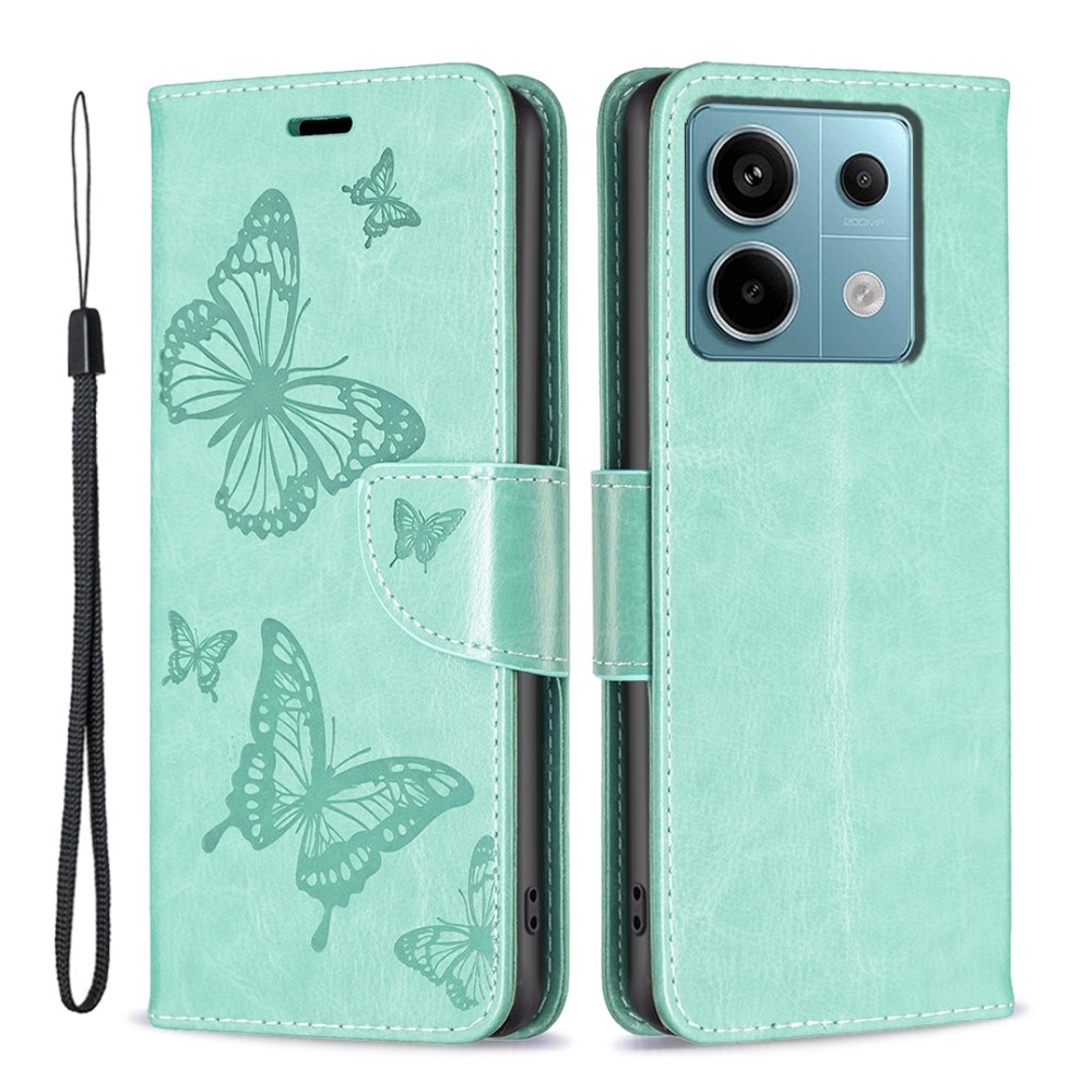 Butterfly knižkové púzdro na Xiaomi Redmi Note 13 Pro 5G/Poco X6 5G - modrozelené