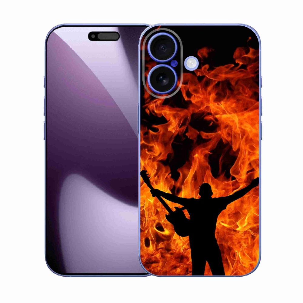 Gélový kryt mmCase na iPhone 17 - muzikant a oheň