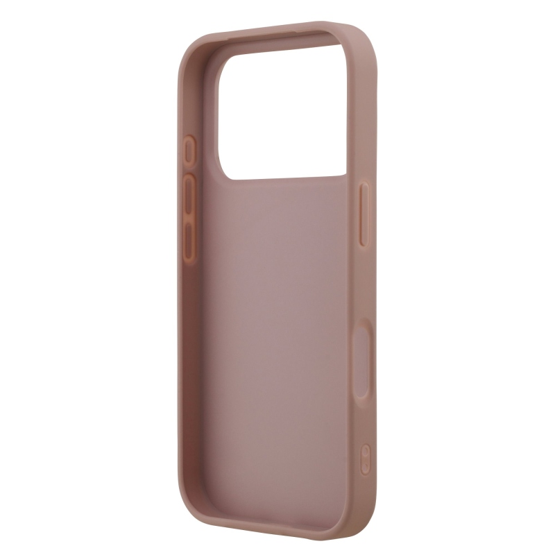 Guess PU pevný zadný kryt s kovovým logom 4G Glitter pre iPhone 17 Pro Pink