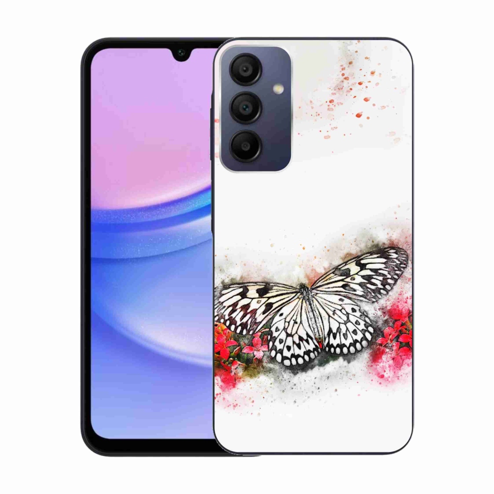 Gélový kryt mmCase na Samsung Galaxy A15 4G/5G - čiernobiely motýľ