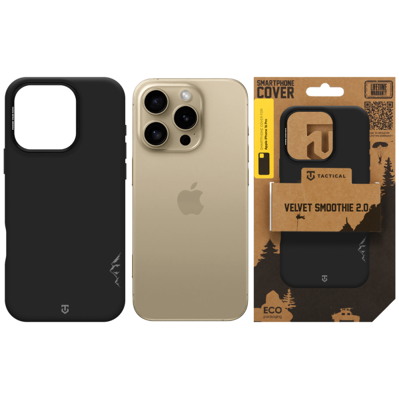 Tactical MagForce Velvet Smoothie 2.0 – puzdro pre Apple iPhone 16 Pro v farbe Asphalt