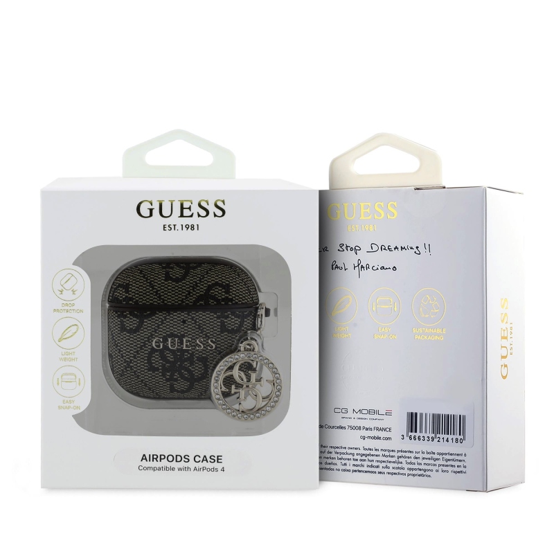 Guess 4G Script PC/PU Charm Puzdro pre AirPods 4 Brown