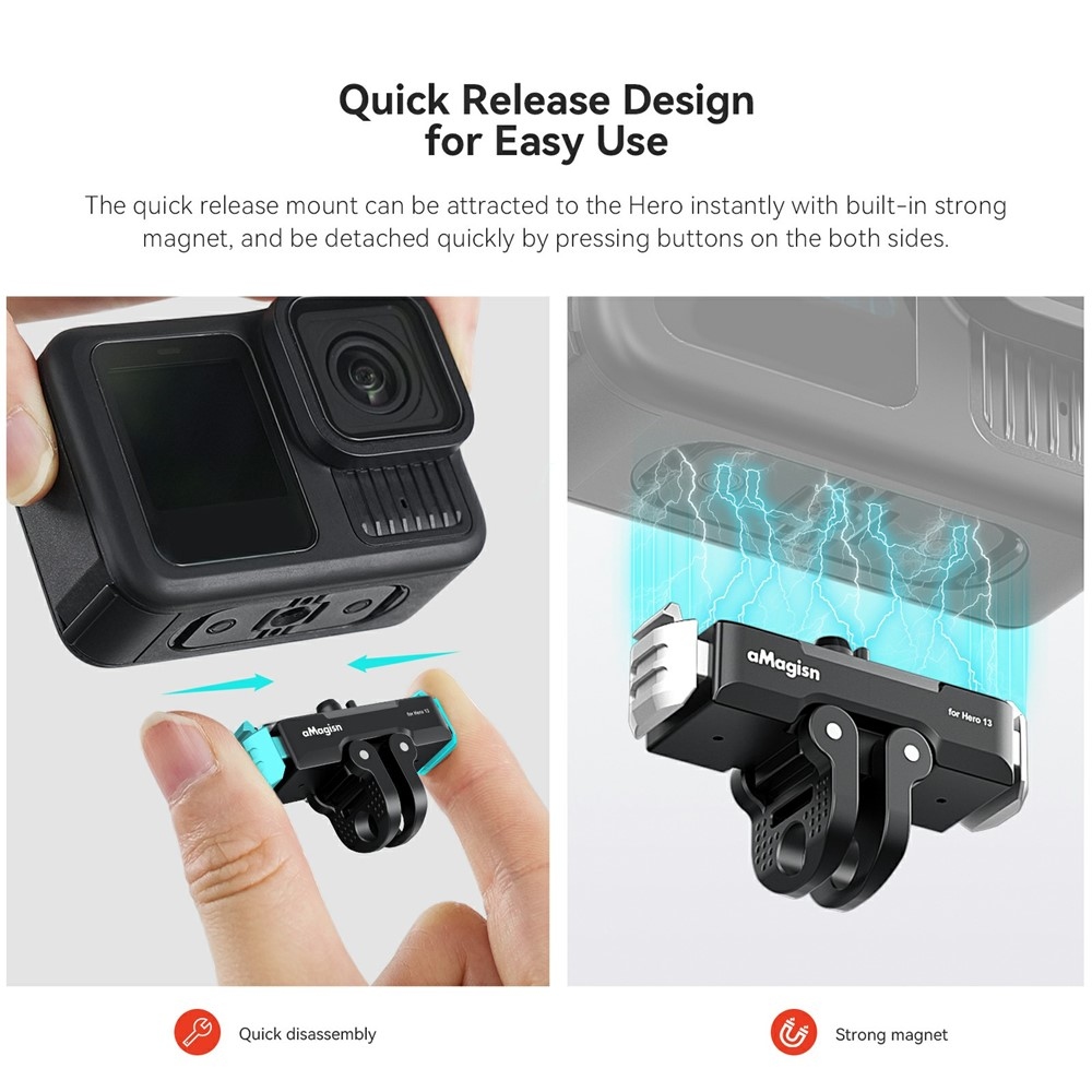Magnetický kovový rýchloupínací držiak AMAGISN pre GoPro Hero 13