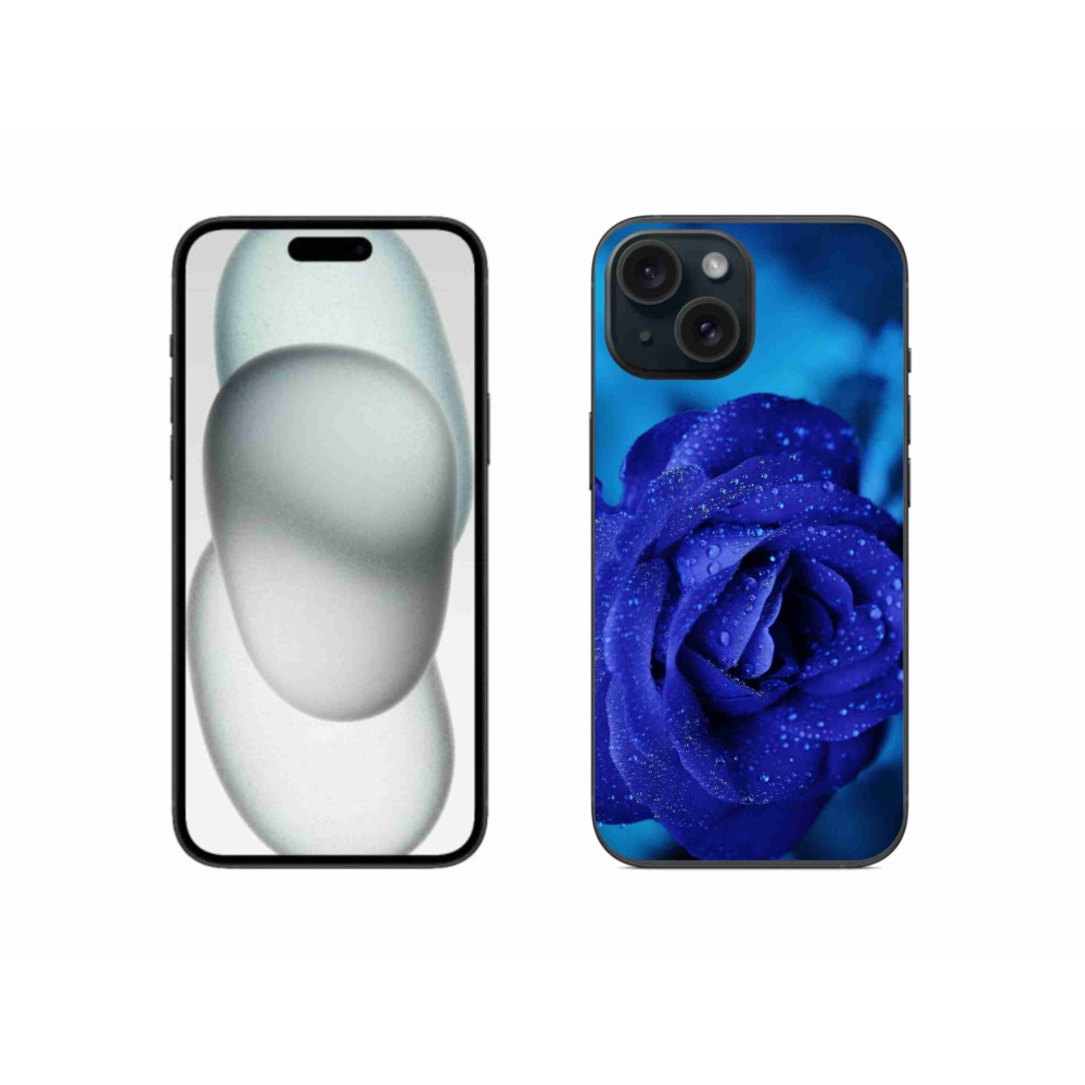 Gélový obal mmCase na iPhone 15 - modrá ruža