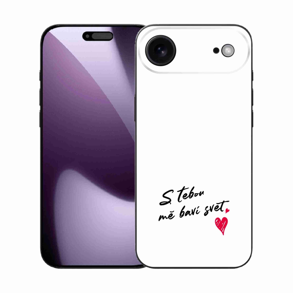 Gélový kryt mmCase na iPhone 17 Air - zamilovaný text 1 biele pozadie