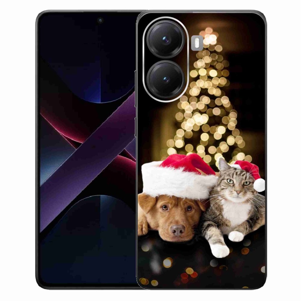 Gélový kryt mmCase na Xiaomi Poco X7 Pro 5G - vianočný pes a mačka