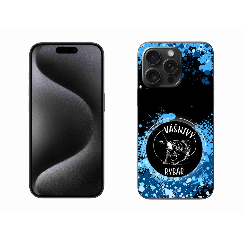 Gélový kryt mmCase na iPhone 15 Pro Max - vášnivý rybár čierne pozadie