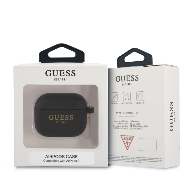 Guess 4G Charms Silikónové Puzdro pre Airpods 3 Black