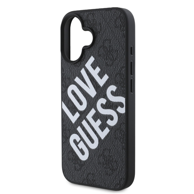 Guess PU Leather 4G Big Love Logo MagSafe Zadný Kryt pre iPhone 16 Black